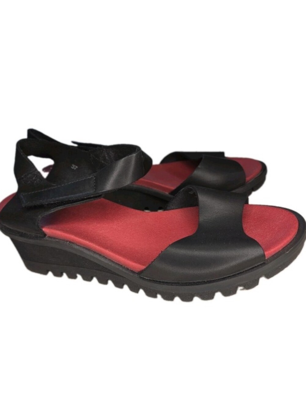 Loints of Holland Baarlo Wedge Sandals Size 37 EU 6 US Black Leather Comfort